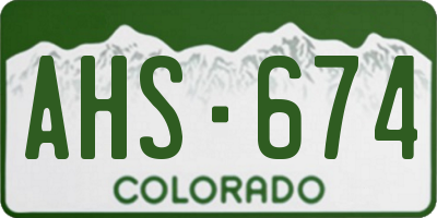 CO license plate AHS674