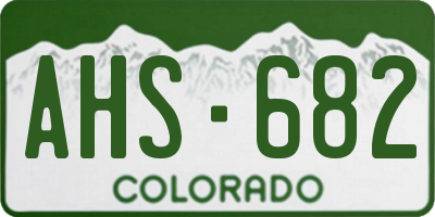 CO license plate AHS682