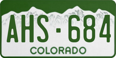CO license plate AHS684