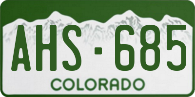 CO license plate AHS685