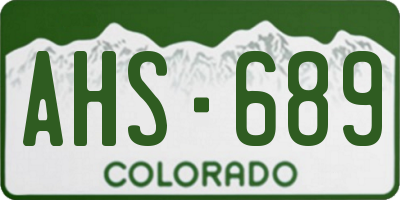 CO license plate AHS689