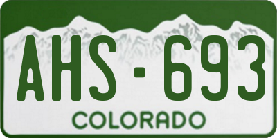 CO license plate AHS693