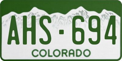CO license plate AHS694