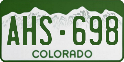 CO license plate AHS698