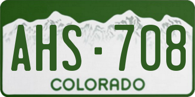 CO license plate AHS708
