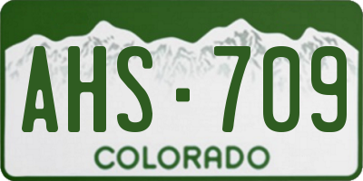 CO license plate AHS709