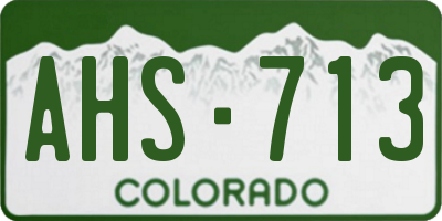 CO license plate AHS713