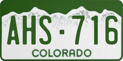 CO license plate AHS716
