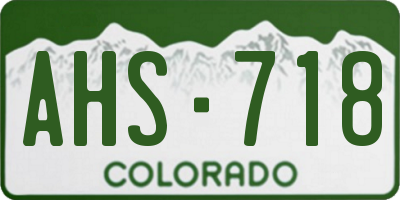 CO license plate AHS718