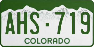 CO license plate AHS719