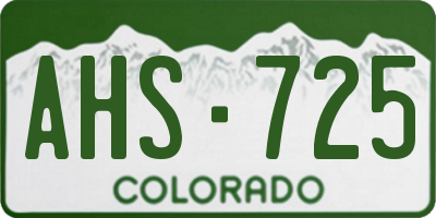 CO license plate AHS725