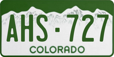 CO license plate AHS727