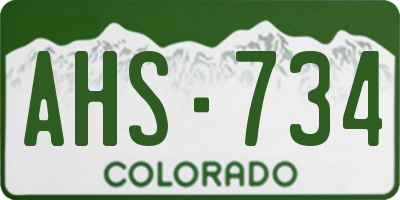 CO license plate AHS734