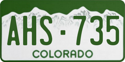 CO license plate AHS735