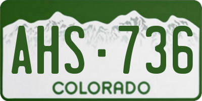 CO license plate AHS736