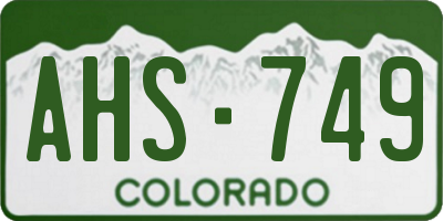 CO license plate AHS749