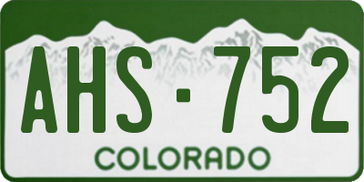 CO license plate AHS752