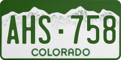 CO license plate AHS758