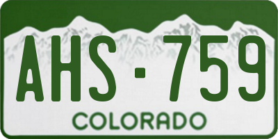 CO license plate AHS759