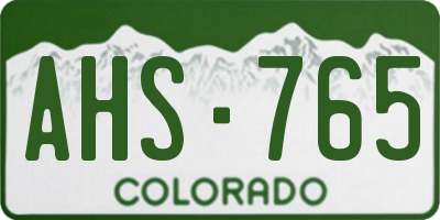 CO license plate AHS765