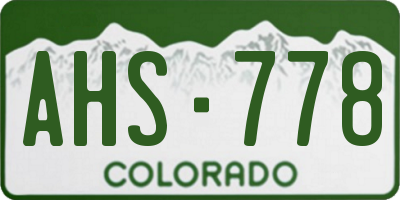 CO license plate AHS778