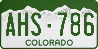 CO license plate AHS786