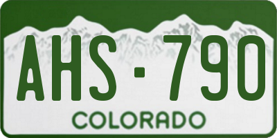 CO license plate AHS790