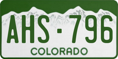 CO license plate AHS796
