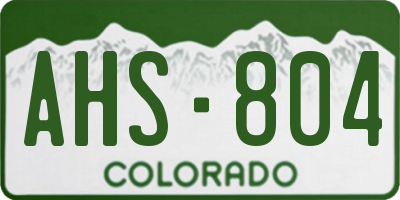 CO license plate AHS804