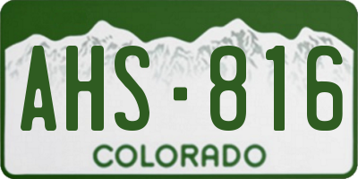 CO license plate AHS816