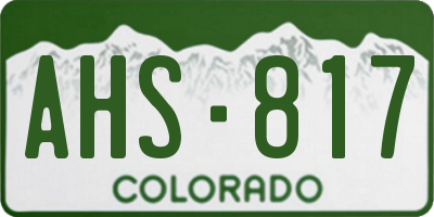 CO license plate AHS817