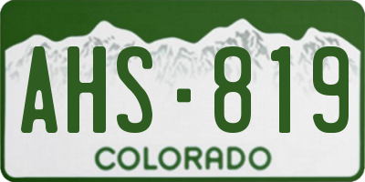 CO license plate AHS819