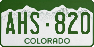 CO license plate AHS820