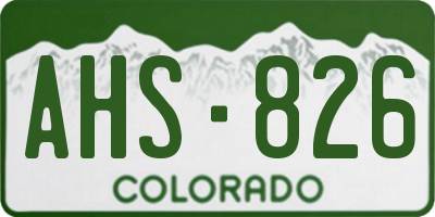 CO license plate AHS826