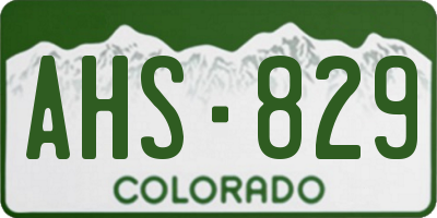 CO license plate AHS829