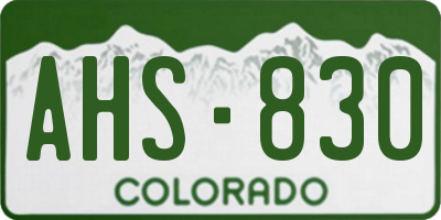 CO license plate AHS830