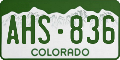 CO license plate AHS836