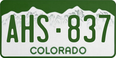 CO license plate AHS837