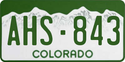 CO license plate AHS843