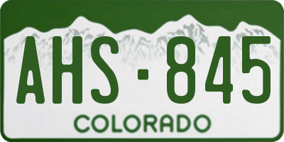 CO license plate AHS845