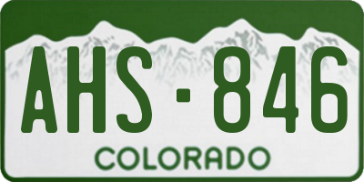 CO license plate AHS846
