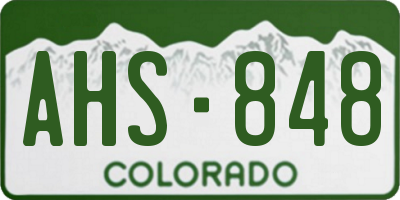 CO license plate AHS848