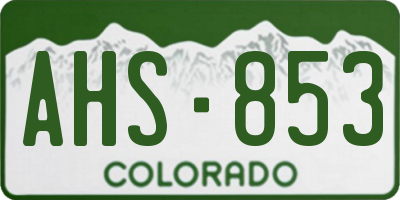 CO license plate AHS853
