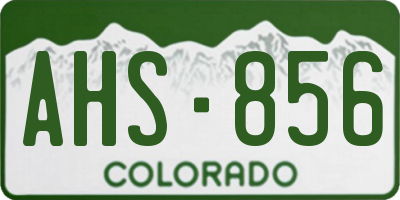 CO license plate AHS856