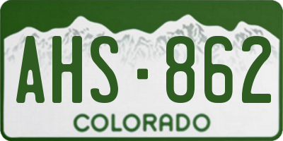 CO license plate AHS862