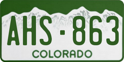CO license plate AHS863