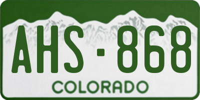 CO license plate AHS868