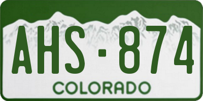CO license plate AHS874