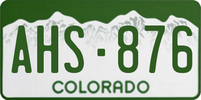 CO license plate AHS876