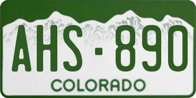 CO license plate AHS890